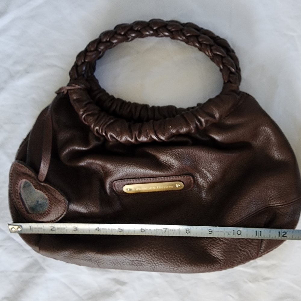 Samantha Thavasa Brown Leather Braided-Handle Women’s Shoulder Bag